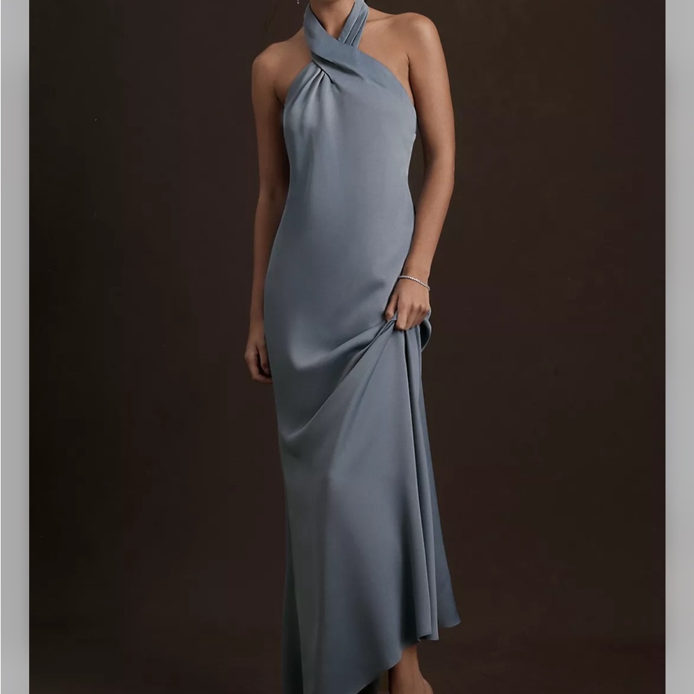 BHLDN Ruby Halter Dress sz 6 - Dusty Blue.